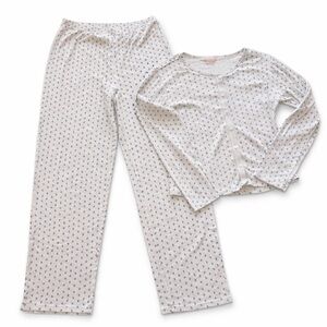 Victoria’s Secret Pajama Set Grey Blue Ditsy Floral 100% Cotton Cozy Sleepwear S